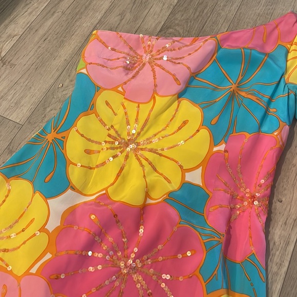 Lilly Pulitzer sequin dress one shoulder size 8 floral - Picture 3 of 5